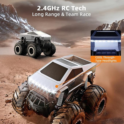Amphibious Remote Control Monster Truck for Boys Ages 8-12+, 1:16 Scale 4WD Off-Road Fast RC Car, Waterproof All-Terrain 2.4GHz Stunt Car Pool Toys, Best Birthday Gifts for Kids Ages 8+