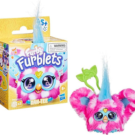 Furby Furblets Dah-Tee Mini Friend, 45+ Sounds, Country Music, Speaks Only Furbish, Electronic Plush Toys for Girls & Boys, Interactive Pets, Pink Polka Dot, Back to School Gifts, Ages 6+