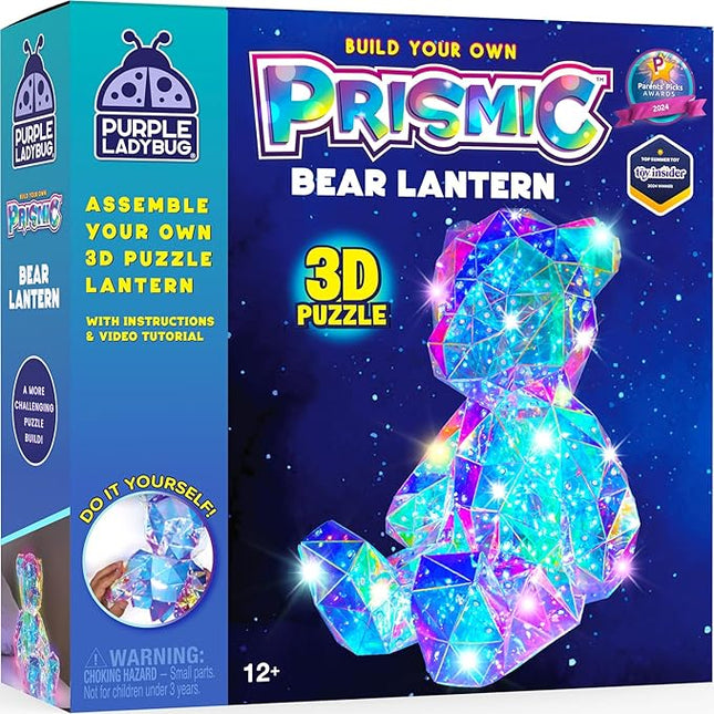 PURPLE LADYBUG Prismic 3D Bear Puzzle Nightlight - DIY LED Craft Kit for Kids & Teens, 8-12 Year Old Gifts for Girls & Boys, Valentines Gift Light-Up Decor, Room Decor for Boys & Girls