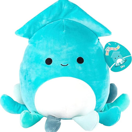 Squishmallows 10" Sky The Blue Squid Plush Toy - Official Jazwares - Soft Stuffed Animal, Cuddly Ocean Creature, Kids & Adult Comfort Pillow, Gift for Toddlers, Teens, and Collectors