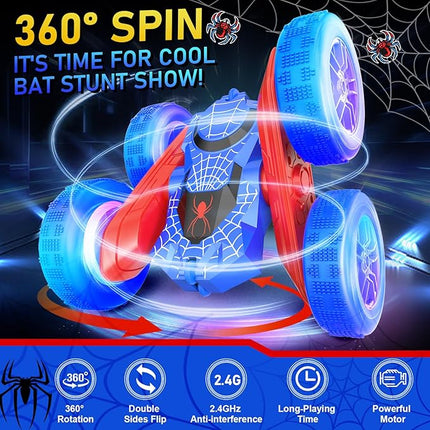 NQD Spider Remote Control Car- Double Sided 360°Rotate RC Stunt Car with Wheel Lights, 4WD Off-Road RC Cars 2.4Ghz Indoor/Outdoor Rechargeable Toy Car for Boys Age 4-7 8-12 Birthday Xmas Gift