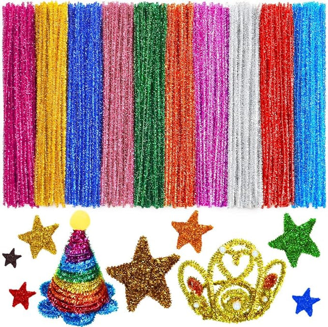 Bundooraking Pipe Cleaners, Glitter Pipe Cleaners Craft, Arts and Crafts, Crafts, Craft Supplies, Art Supplies (200 Metallic-Colored Glitter Pipe Cleaners)…