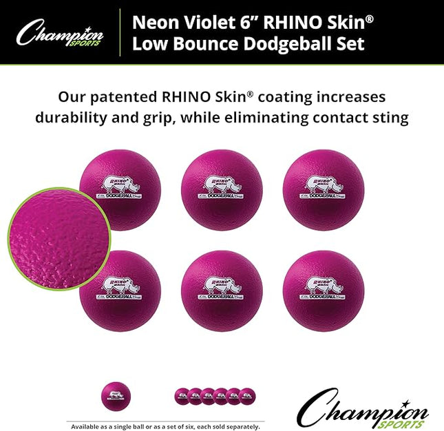 Champion Sports® Rhino Skin® Low Bounce Dodgeball Sets & Singles for Playground, PE, Backyard & League Games – Team Sports Equipment for Youth & Adults