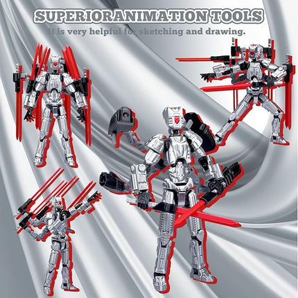 Assembly Completed T13 Action Figure，T13 mision 13 figuras originales 3D Printed Toys Nova 13Action Figures Desktop Decorations for Game Lovers Toy (Silvery, 5.5 Inch)