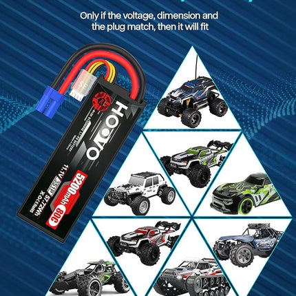 HOOVO 3S 11.1V 80C 5200mAh RC Lipo Battery Hard Case with EC5 Connector for RC Car Boat Truck Heli Airplane UAV Drone FPV Racing (2 Packs)