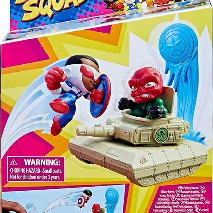 Marvel Stunt Squad Captain America vs. Red Skull Playset, 1.5-Inch Super Hero Action Figures, Toys for Kids Ages 4 and Up