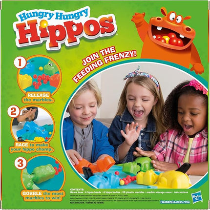 Hungry Hungry Hippos Kids Board Game, Preschool Games for 2-4 Players, Easy to Play Kids Games, Family Board Games for Kids, Kids Gifts, Ages 4 and Up