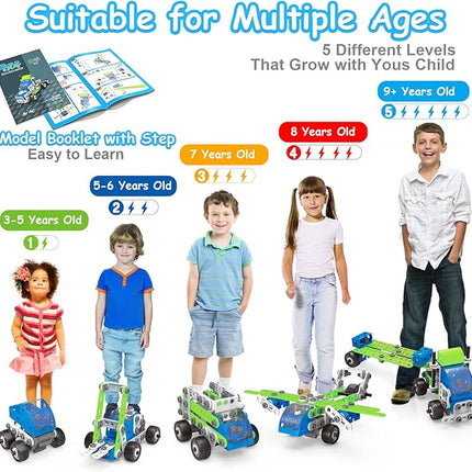 18 in 1 STEM Toys for 4 5 6 7 8+ Year Old Boy Girl Birthday Gifts Educational Building Toys for Kids Ages 4-8 5-7 6-8 Build and Play Stem Activities Construction Toy for Boys 4-6 8-10 (Pull Back Cars)