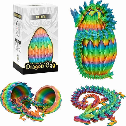 MYTHICA 3D Printed Dragon Egg Unleash Your Imagination with Our Crystal Mystery Dragon Egg Collection Fully Articulated Fidget Desk Toy for ADHD, Autism, Anxiety & Stress Relief (Tropic Rainbow)
