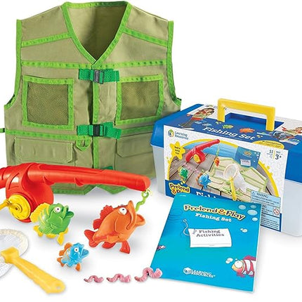 Learning Resources Pretend & Play Fishing Set - Toddler Bath, Montessori Water Toys, Kids Beach Games, Pool Accessories, Fisherman Costume for Children, Fine Motor , Gifts for Boys and Girls