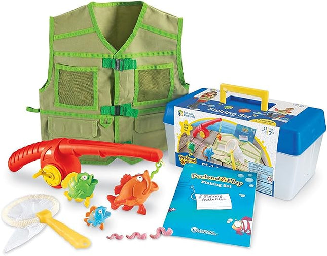 Learning Resources Pretend & Play Fishing Set - Toddler Bath, Montessori Water Toys, Kids Beach Games, Pool Accessories, Fisherman Costume for Children, Fine Motor , Gifts for Boys and Girls