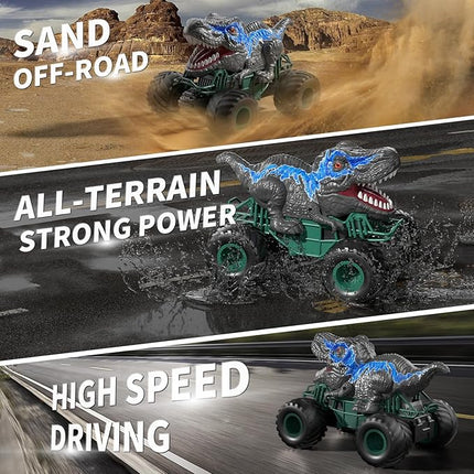 Bennol 2.4GHz Dinosaur Remote Control Cars Toys for Kids Boys 4-7 5-7 8-12, RC Dinosaur Car Toys with Light, Sound, Spray, Indoor Outdoor Toys Gifts for 3 4 5 6 Year Old Boys, RC Car Toys for Boy