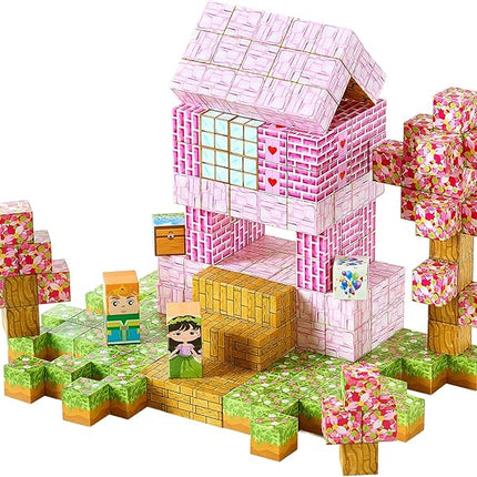 VEVOR Magnetic Blocks, 100 PCS Princess Castle Set, Magnetic Building Cubes for Kids, STEM Montessori Sensory Toys for Christmas Birthday Gift, Construction Stacking Toy for 3+ Years Old Boys & Girls