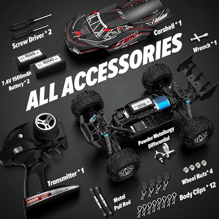 Hosim RC Car for Adults, 1/10 Scale Remote Control Car 48+KMH, High Speed Large RC Truck 4X4 Off-Road All Terrains Waterproof Monster Trucks, Hobby RC Cars for Boys Age 8-12 Toy Gift X05