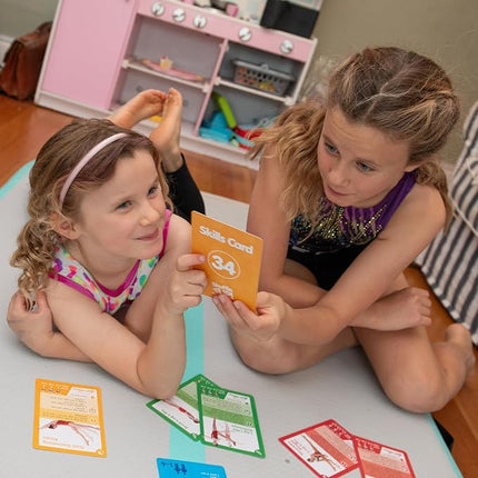 Shuffle Up Gymnastics Card Games - 70+ Fun & Active Skills Cards for Kids, Fitness Cards Develop Fundamentals, Stamina & Strength, Easy to Play for Kids | Multiple Skills Level Card Include 2 Dices