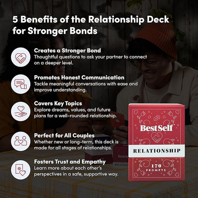 BestSelf Relationship Deck - 150 Discussion Prompts to Create Real Conversations - Perfect Couples Games, Card Games for Adults, and Amazing Gifts for Wife