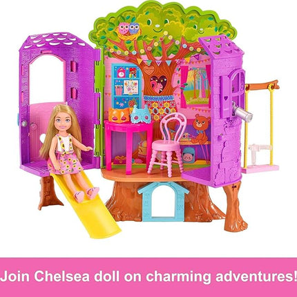 Chelsea Barbie Doll And Treehouse Playset With Pet Puppy