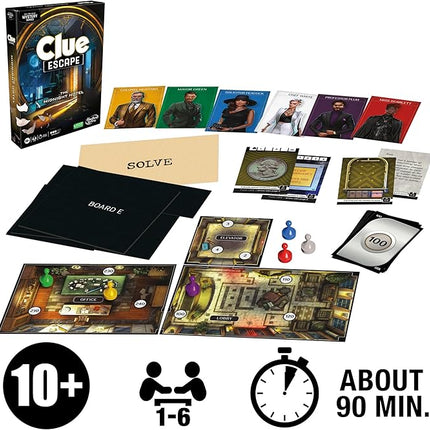 Clue Escape: The Midnight Hotel Board Game, Clue Escape Room Game, 1-Time Solve Mystery Games, Family Games for Ages 10+, 1-6 Players, 90 Mins. Avg.