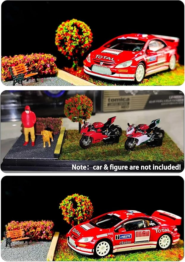 1/64 Scale Street Diorama Display Case- Clear Storage Case with Realistic Urban Road Scene for Hot Wheels , Matchbox & 1:64 Model Cars Storage- Diecast Toy Garage-Spring