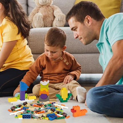 1100 Pieces Building Blocks, Compatible with All Major Brands, Classic Bulk Blocks, Includes Wheels, Door, Window, Street Lights