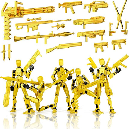 Gatling Gun T13 Titan 13 Action Figure Set【Assembled】, Robot Action Figure 3D Printed robo 13 Action Fidget Toys Dummy Figure Articulated, Lucky 13 for Collectors Desktop Decorations (5-Pack)