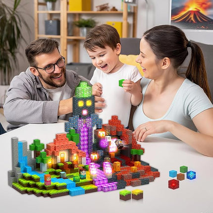 Magnetic Tiles Building Blocks for Kids Ages 3+, STEM Toys for Toddlers, 200PCS Magnetic Construction Set with Storage Bag, Educational Birthday Gifts for Boys & Girls (Volcano)
