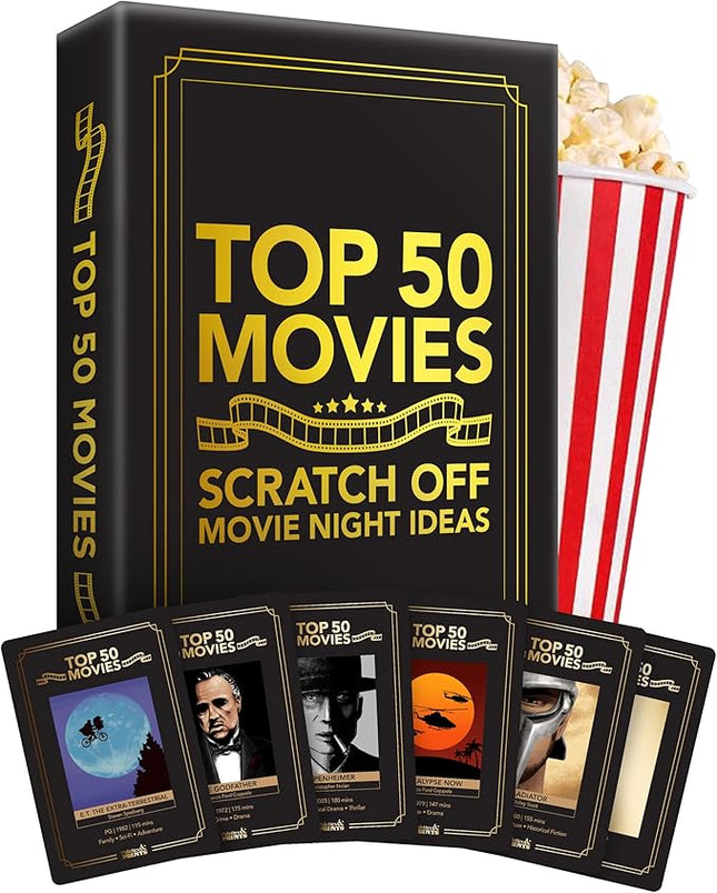 Premium Movie Night Scratch Off Cards – Gifts for Movie Lovers – End Movie Night Indecision With Movies From Top Databases – Stunning Illustrations - Husband Boyfriend Gift - Couples Gift Ideas