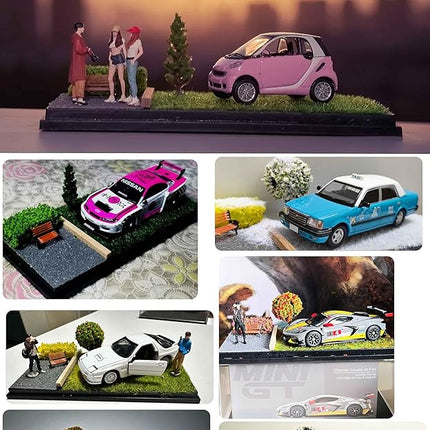 1/64 Scale Street Diorama Display Case- Clear Storage Case with Realistic Urban Road Scene for Hot Wheels , Matchbox & 1:64 Model Cars- Diecast Toy Garage -Four Seasons Set