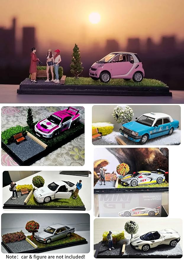 1/64 Scale Street Diorama Display Case- Clear Storage Case with Realistic Urban Road Scene for Hot Wheels , Matchbox & 1:64 Model Cars- Diecast Toy Garage -Four Seasons Set