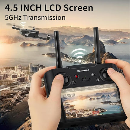 GPS Drones with Camera for Adults 1080P, 4.5"LCD Screen Control and Follow Me, 5GHz FPV Real-Time and GPS Auto Return, Up to 32G SD Card, RC Quadcopter drone Beginner, Long Flight Time Under 249g