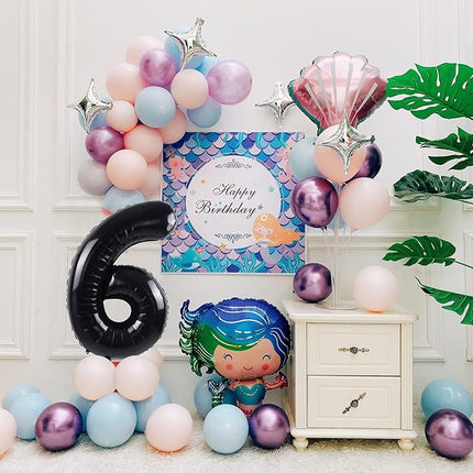 Smlpuame 40 inch Number Balloon 0-9 Black Large Number 6 Balloons,Digital Balloons for Birthday Party Celebration Decorations Supplies, Helium Foil Number Balloons for Wedding Anniversary