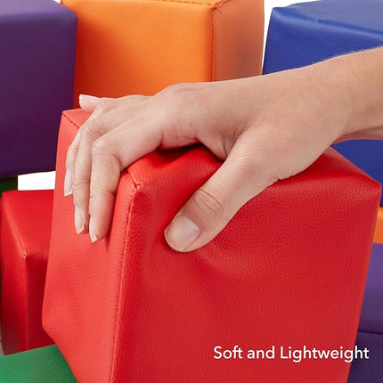 Casafield Toddler Foam Building Blocks (12-Piece Set), 5.5" x 5.5" Soft Play Colorful Kids Stacking Cubes for Daycare, Nursery, Preschool