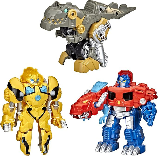 Transformers Playskool Primal Team-Up 3-Pack with Optimus Prime,Bumblebee, and Grimlock Converting Dinosaur Figures, 4.5-Inch Toys, Ages 3 and Up (Amazon Exclusive)