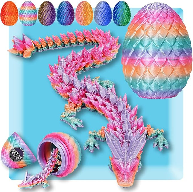 12 Inch 3D Printed Dragon - Mystery Surprise Egg with Flexible Articulated Dragon Inside, Cool Dragons Toys for Boys Kids Age 5-7
