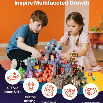 VEVOR Magnetic Blocks, 150 PCS Dark Castle Set, Magnetic Building Cubes for Kids, STEM Montessori Sensory Toys for Christmas Birthday Gift, Construction Stacking Toy for 3+ Years Old Boys & Girls