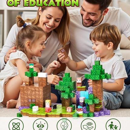 126PCS Magnetic Building Blocks: Forest Castle Magnetic Blocks Building Toys, Toddler Magnet Toys STEM Building Game Sensory Gift for Kids Ages 3 4 5 6 7 8 9+ Boys Girls Birthday Gifts