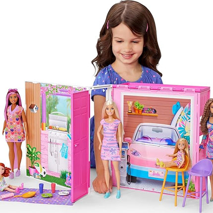 Barbie Dollhouse Playset, Getaway House with 11 Accessories Including 2 Chairs, 4 Play Areas & 360-degree Play