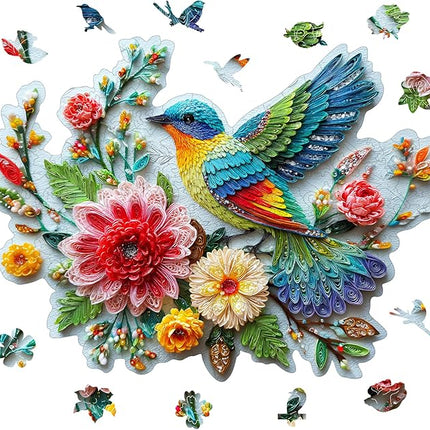 Wooden Puzzles for Adults, Embroidery Bird Jigsaw Puzzles, 195 Pieces Adults Puzzles, Best Gifts for Puzzle Lover, Family Brain Game, 9.8x13 inch