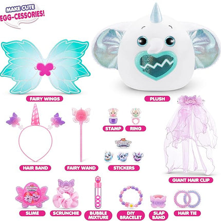 Eggzania Fairy Mania (Elephant) by ZURU, Plush Toy, Collectible Plush, Surprise Eggs, Wearable Accessories, Slime, Toys for Girls