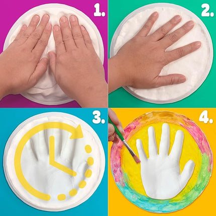 Play-Doh Air Dry Handprint Stone, Includes Reusable Mold, 5 Acrylic Paints, & 5 oz. of Paintable White Clay, Kids Craft Kit, Crafts for Kids Ages 4-8, Art Supplies for Craftrooms and Classrooms