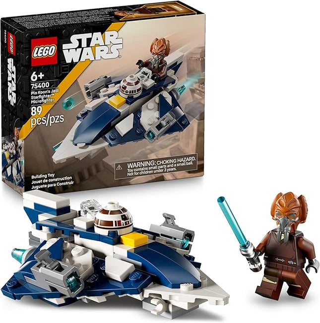 LEGO Star Wars Plo Koon’s Jedi Starfighter Microfighter Kids Toy - Building Toy for Pretend Play - Clone Wars Playset and Room Decor for Boys and Girls, Ages 6+ - Birthday Gift Idea - 75400