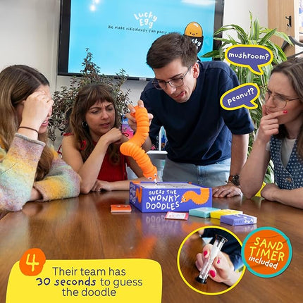Lucky Egg Wonky Doodles – Hilarious Drawing Games for Family Game Night & Parties – Family Board Games for Adults with Wonky Doodler, 150 Word Cards & Whiteboard – Best Family Games for Ages 8+
