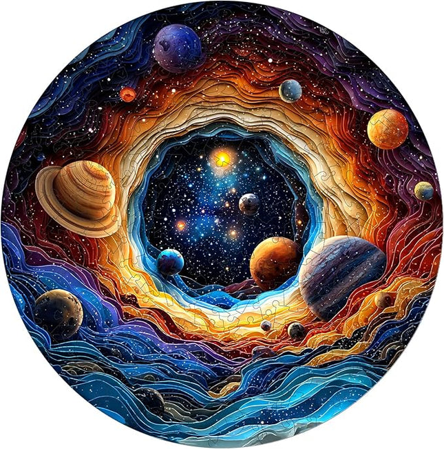 Wooden Jigsaw Puzzles 500 Pieces - Unique Solar System Planets Puzzle, Stress Relief Game for Adults, Creative Gift for Science Lovers and Kids, 16.5x16.5 in