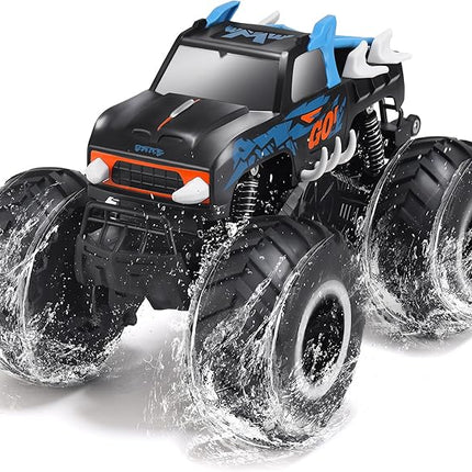 Threeking 1:16 Waterproof Monster Truck Toys RC Cars Amphibious Remote Control Car Trucks 4WD All Terrain Off-Road Pickup Toy for 6 7 8 9 10 11 12 Year Old Boys Girls Kids Gifts Presents
