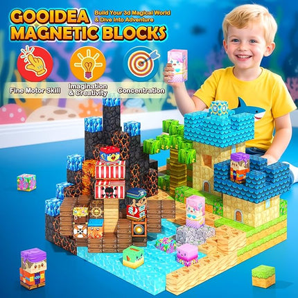 Magnetic Blocks - 150PCS Magnetic Building Blocks Magnet Toys for Kids Age 3-5 4-8 5-7 8-12, Mine Magnet World Craft Construction, Stacking Sensory Toy Christmas Birthday Gifts for Boys Girls