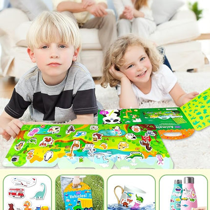 Reusable Sticker Book for Toddlers 2-4 Years, Stickers for Kids, Toddler Sticker Book Ages 1-3, Toddler Craft Activities, Toddlers Travel Toys Ages 2+ Boy Girl Birthday Gifts