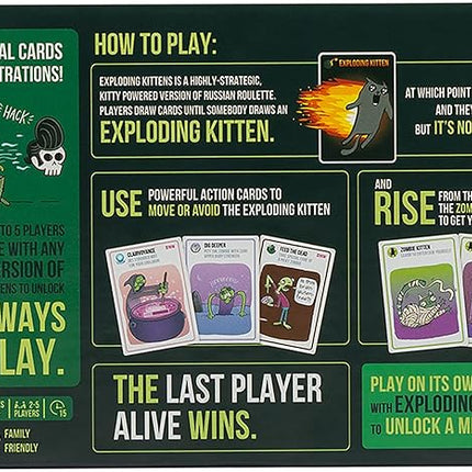 Exploding Kittens Zombie Kittens 2-5 Players - Ages 7+ - 15 Minutes to Play - High Stakes Zombie Card Game - Party Game, Family Game Night, Kid and Adult Card Game