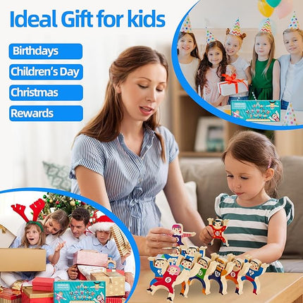 Wooden Stacking Toys,16Pcs Circus Hercules Acrobatic Troupe Interlock Toy,Balancing Building Blocks Game Toddler Puzzle Toys,for 3 4 5 6 Years Old Kids Adults