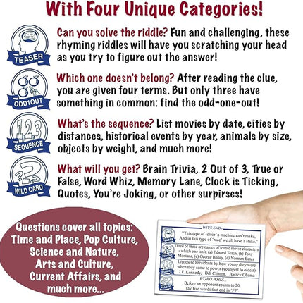 Wit's End — A Smart, Mind-Bending Trivia & Brain Teaser Game That Will Challenge Your Wits & Knowledge — Adult & Family Night Fun