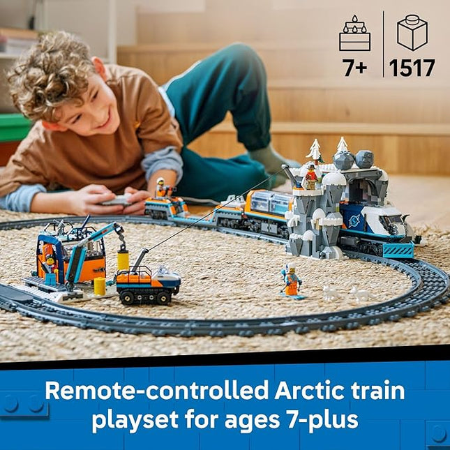 LEGO City Explorers' Arctic Polar Express Train Set - Building & Learning Toys for Kids - Remote Controlled Train for Boys & Girls, Ages 7+ - with 6 Explorer Minifigures - Birthday Gift Idea - 60470